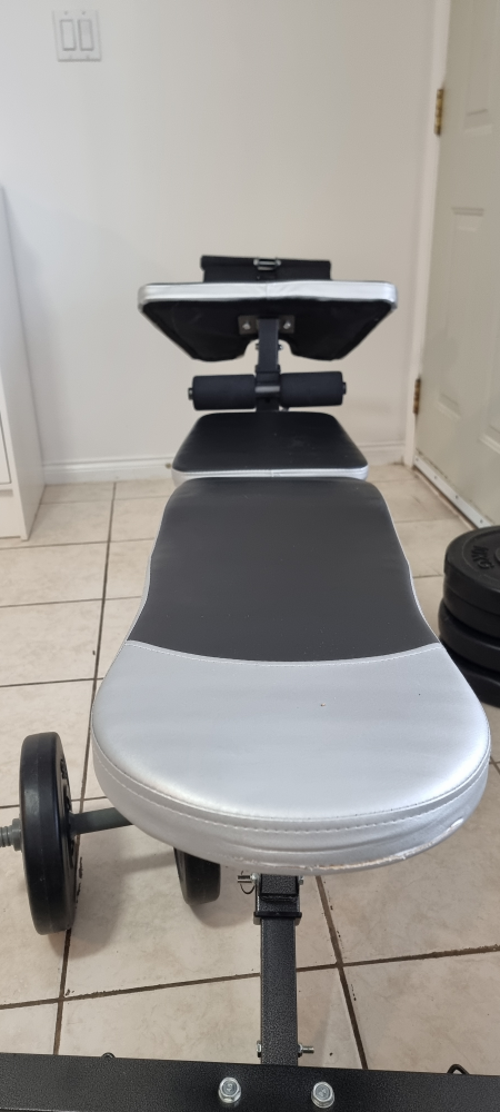 Weight Bench,Squat Rack, Arm Curl Pad & Leg Extension+Plates thumbnail