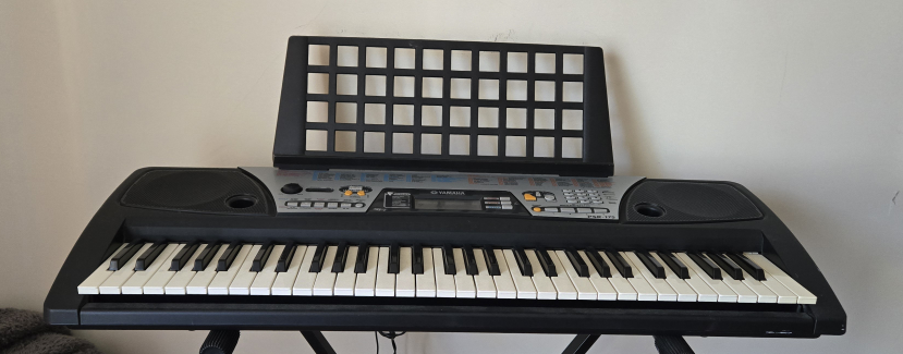 Piano keyboard with pedal and stand