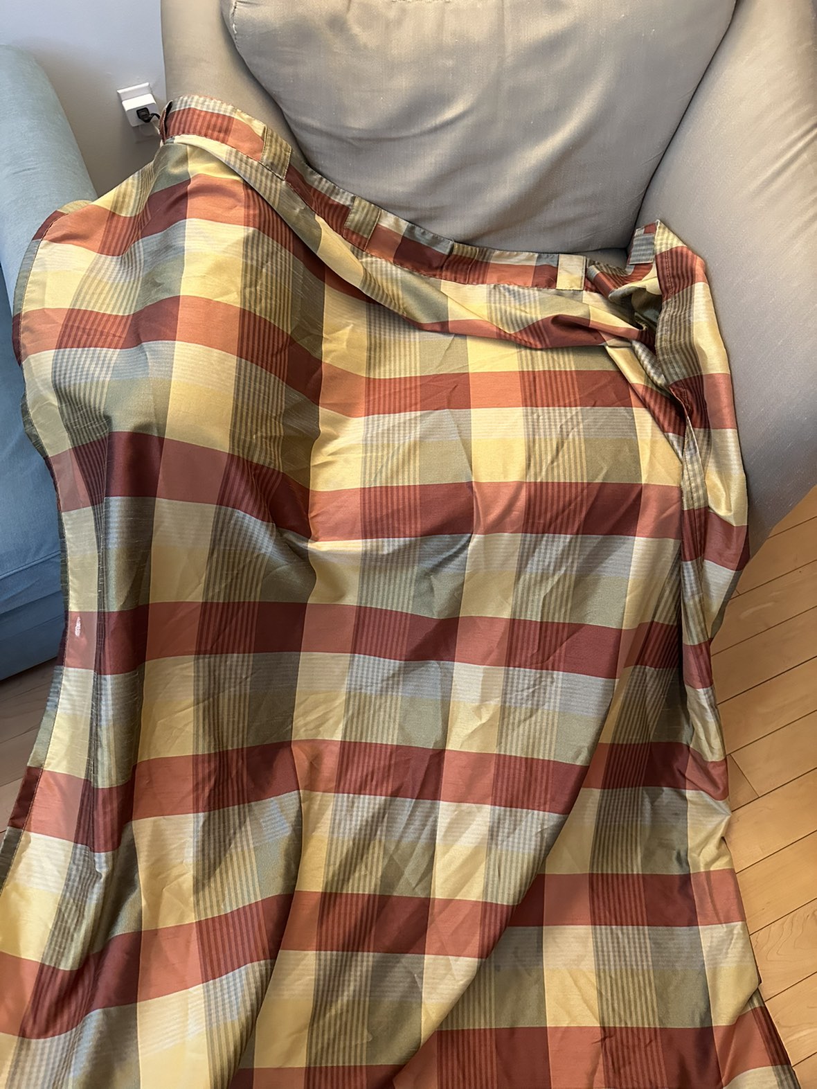 2 x tartan curtain panels with loops