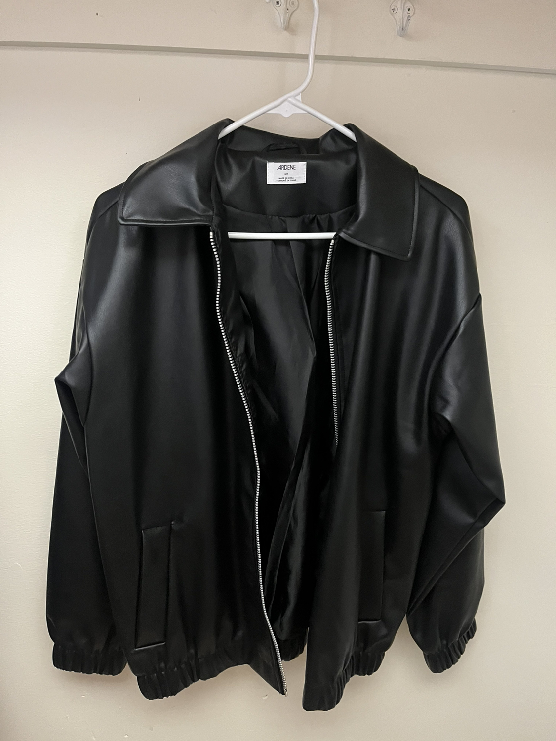 Ardene Oversized Black Faux Leather Jacket thumbnail