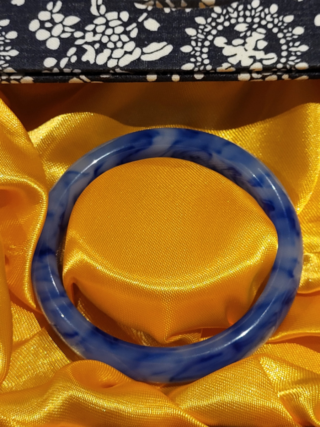 Jade Bangle Bracelet Genuine Natural Hetian Blue and White image indicator(6)