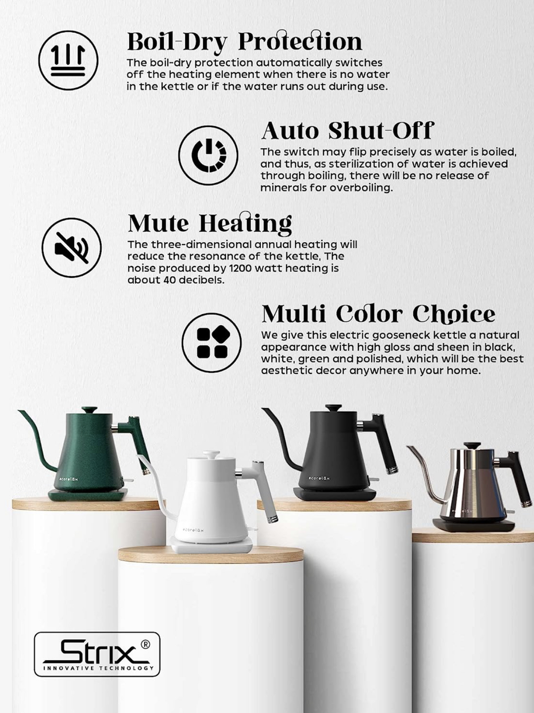 ECORELAX Gooseneck Electric Kettle, Matte White - photo 2