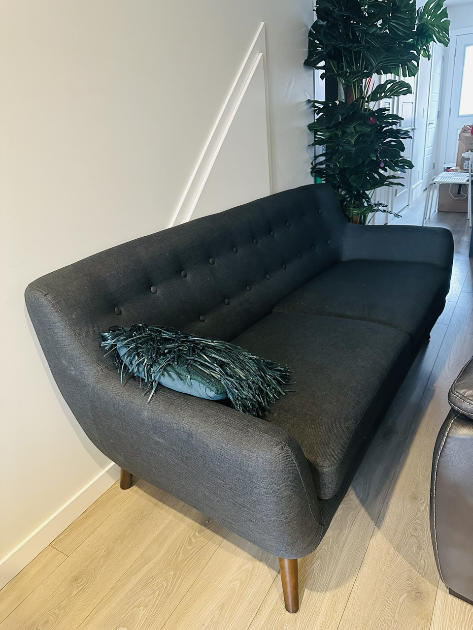 Couch - 3 seater with a throw pillow
