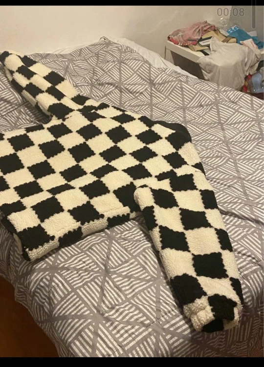 Black and white stripe furry cozzy jacket for sale size large - photo 4