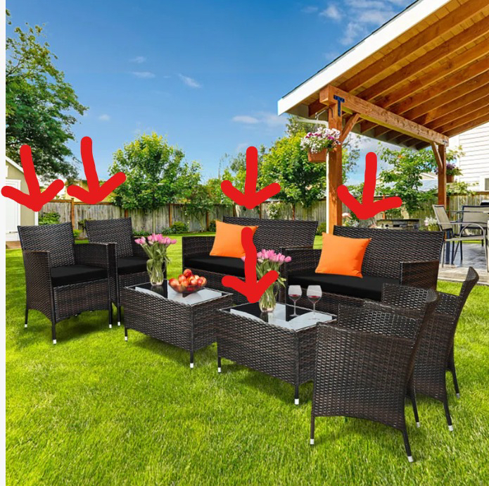 5 Piece Patio Furniture with Cushions