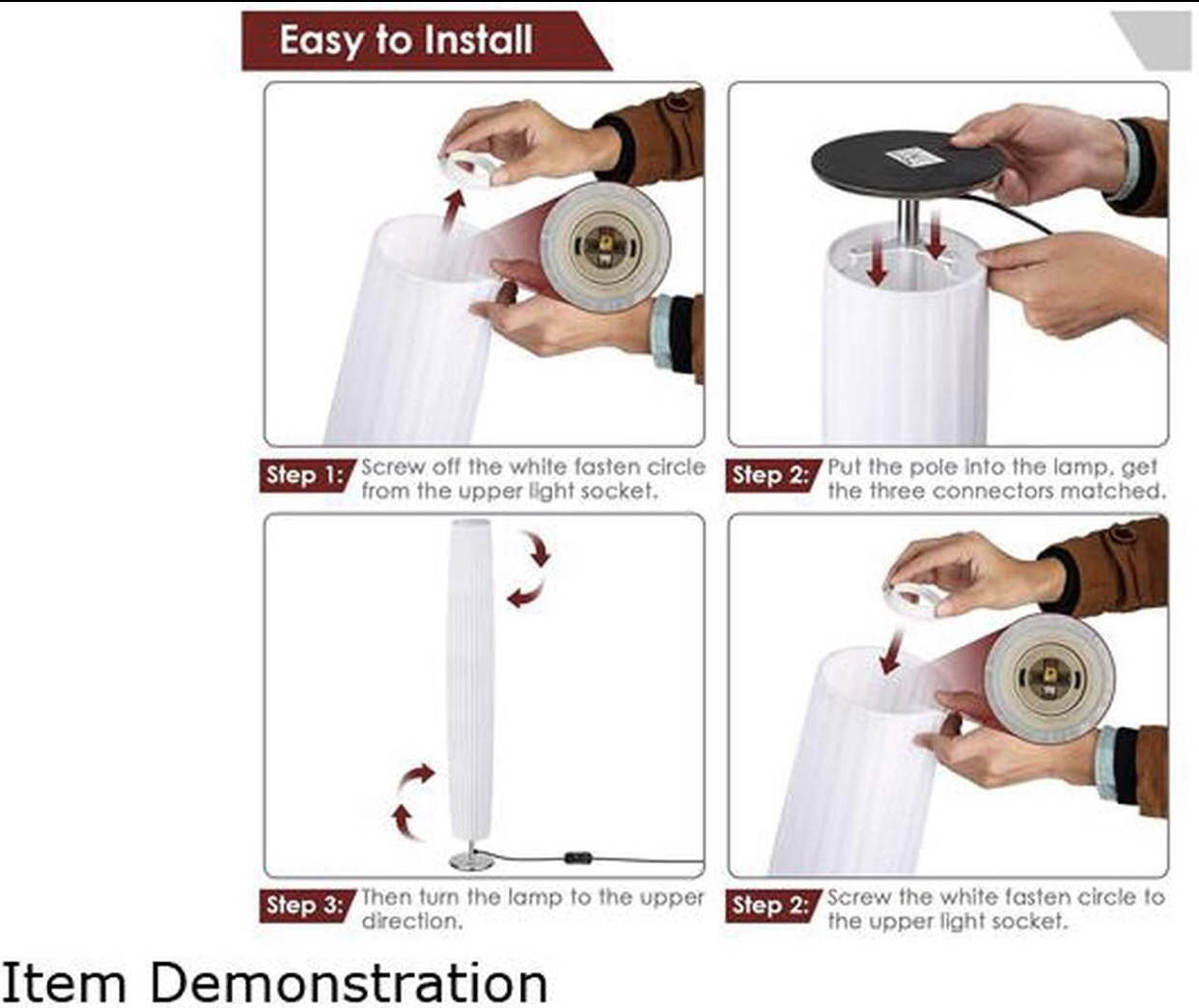 Albrillo LED Floor Lamp with Fabric Shades, 46 Inch Tall image indicator(5)