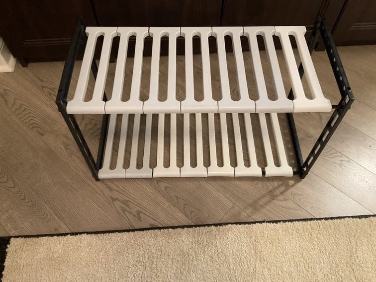 2 Tier Plastic Black and White Shelf - 25.5” W x 12 D x 15.5”H - photo 2
