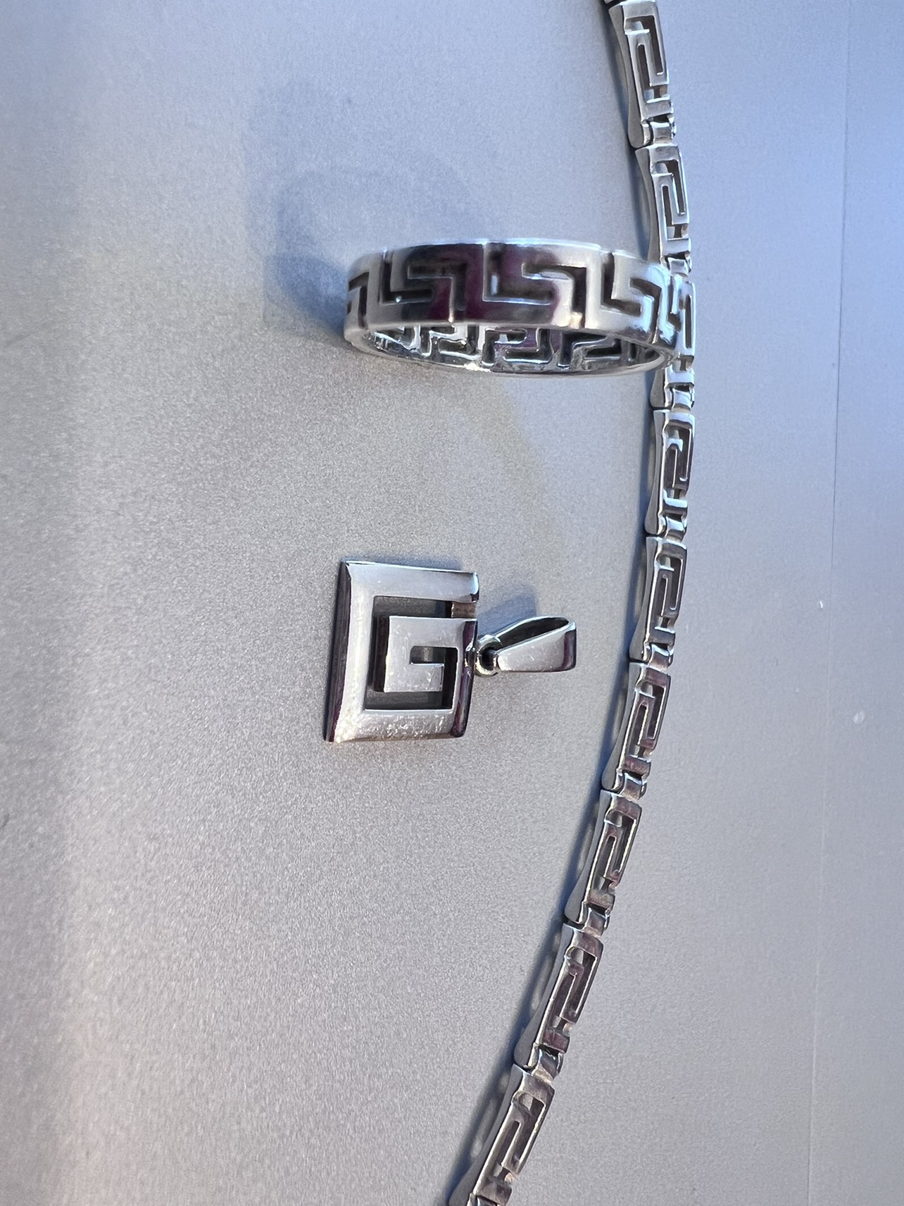 Greek Eternity key design bracelet, ring and pendant  set - photo 3