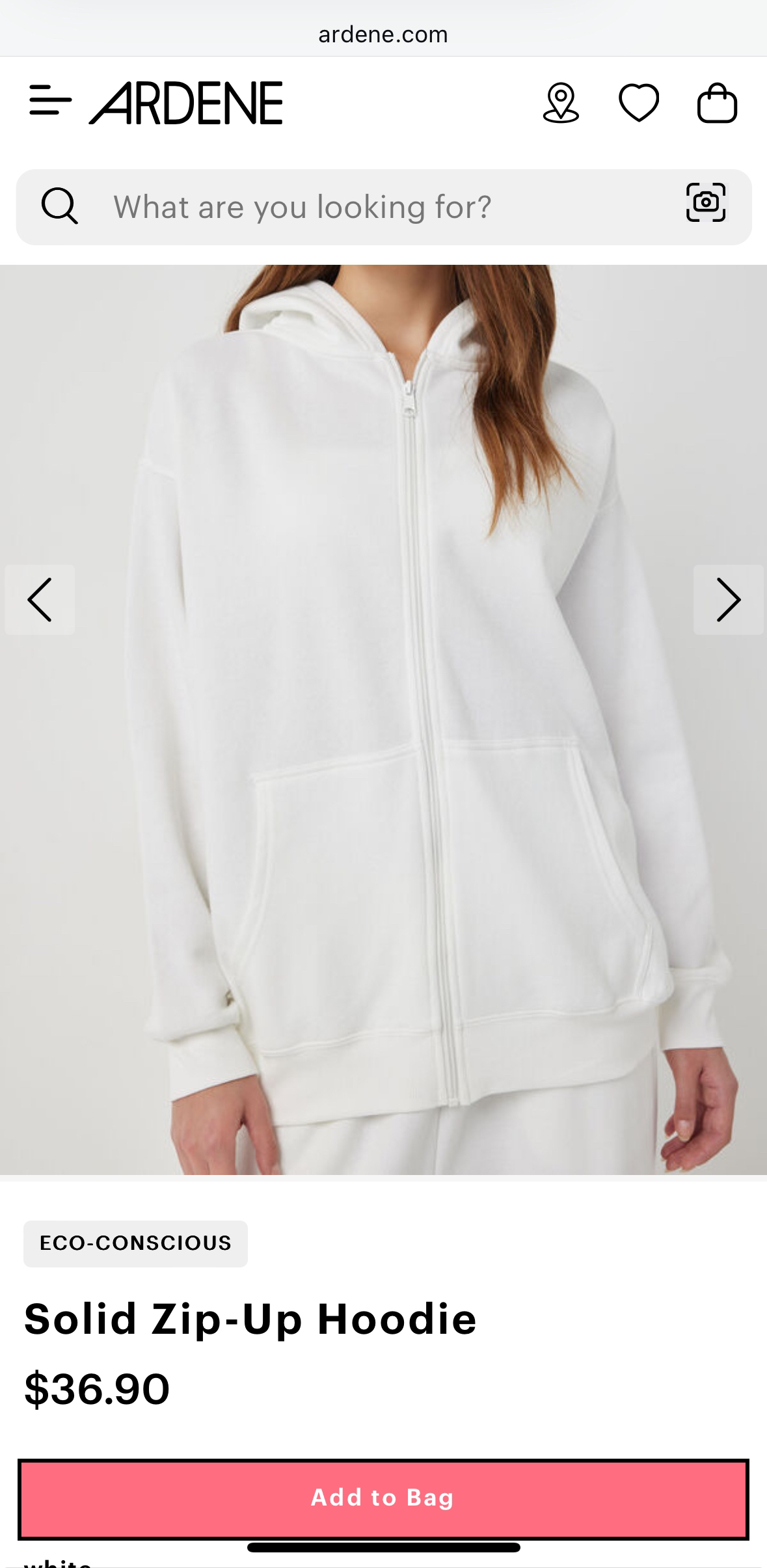 Zip up white oversized hoodie size L thumbnail