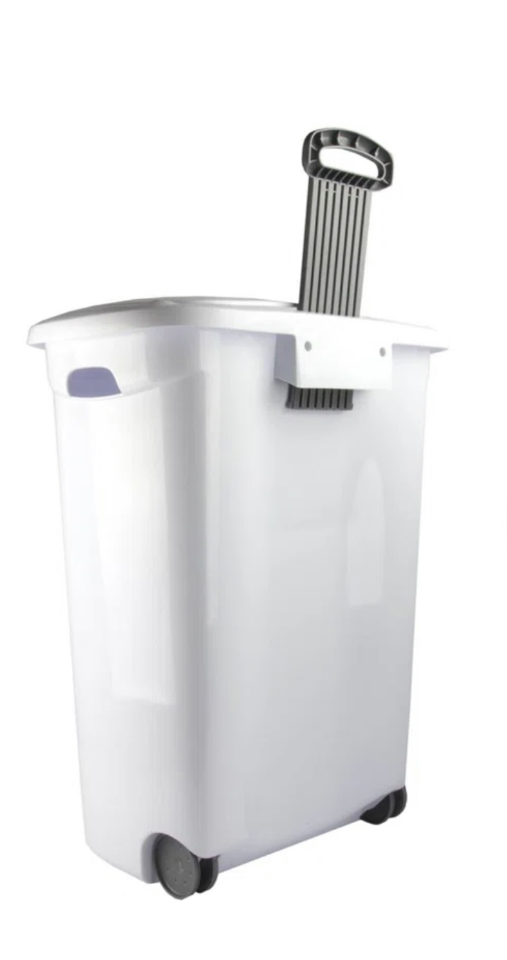 Sterilite Hamper, White, with wheels and extendable handle image indicator(4)