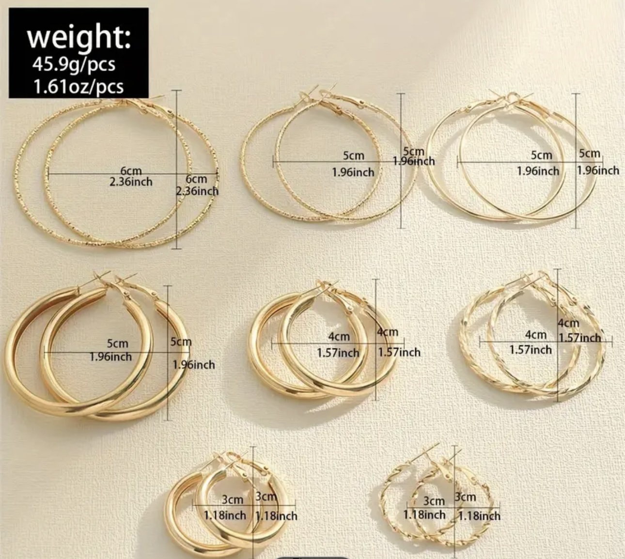 Hoop Earrings Alloy Jewelry (8 pairs) - photo 2