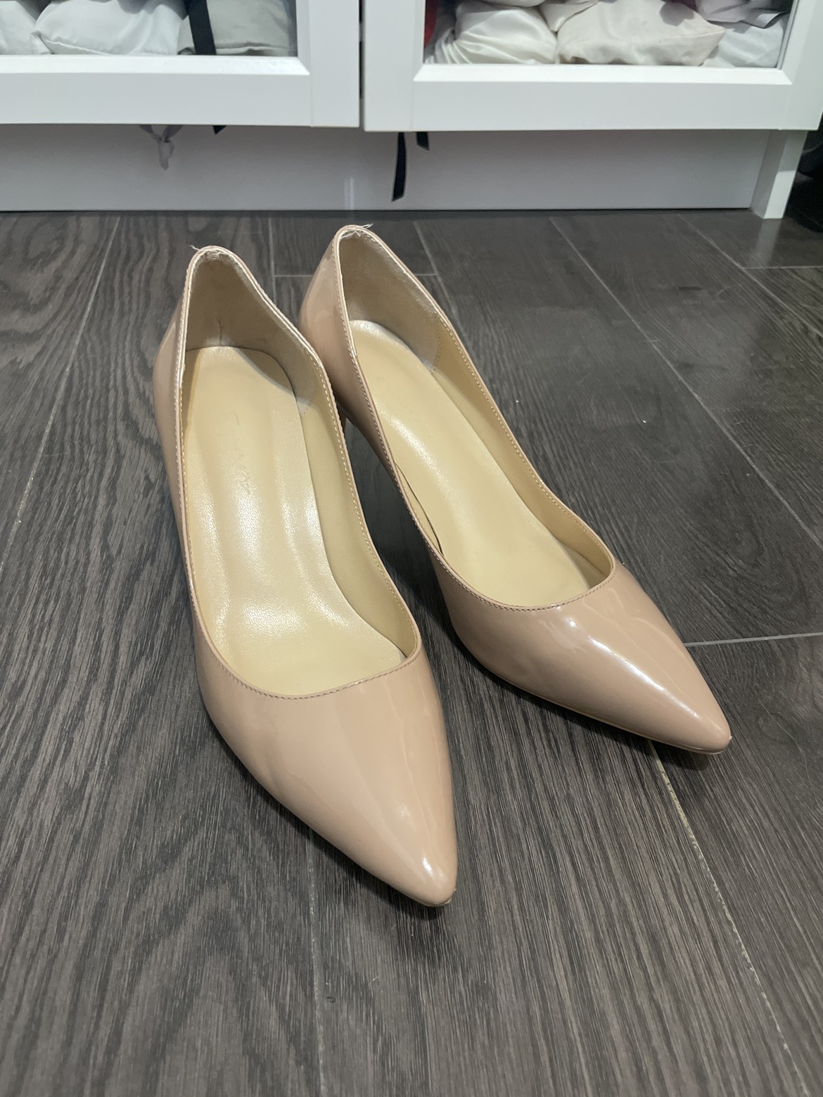 nude patent pumps 70mm size 38