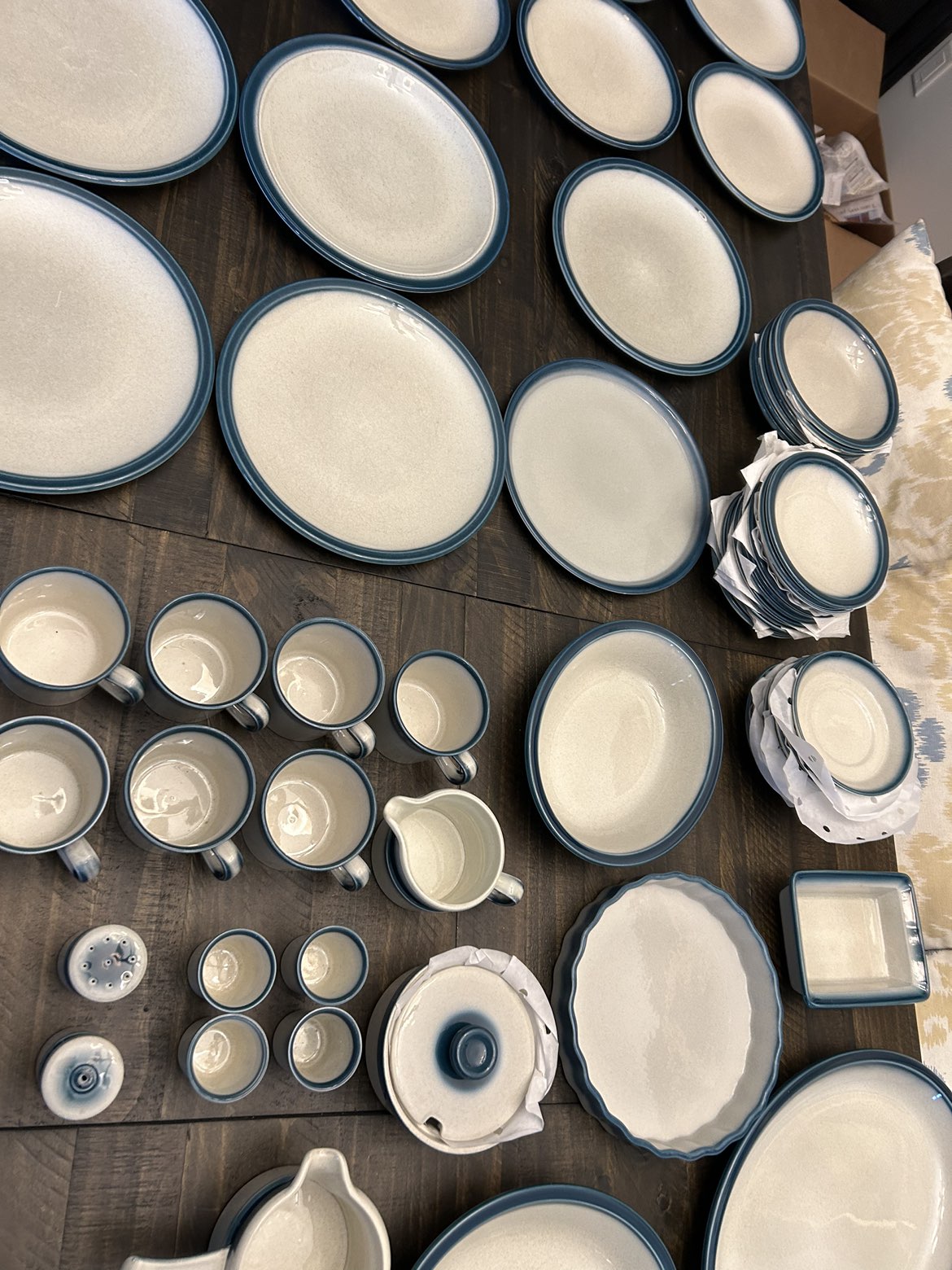 60 Piece Wedgewood Blue Pacific China set Antique image indicator(4)
