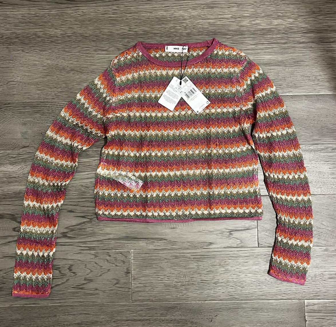 BNWT Mango Duval Chevron multi coloured crochet top - XS