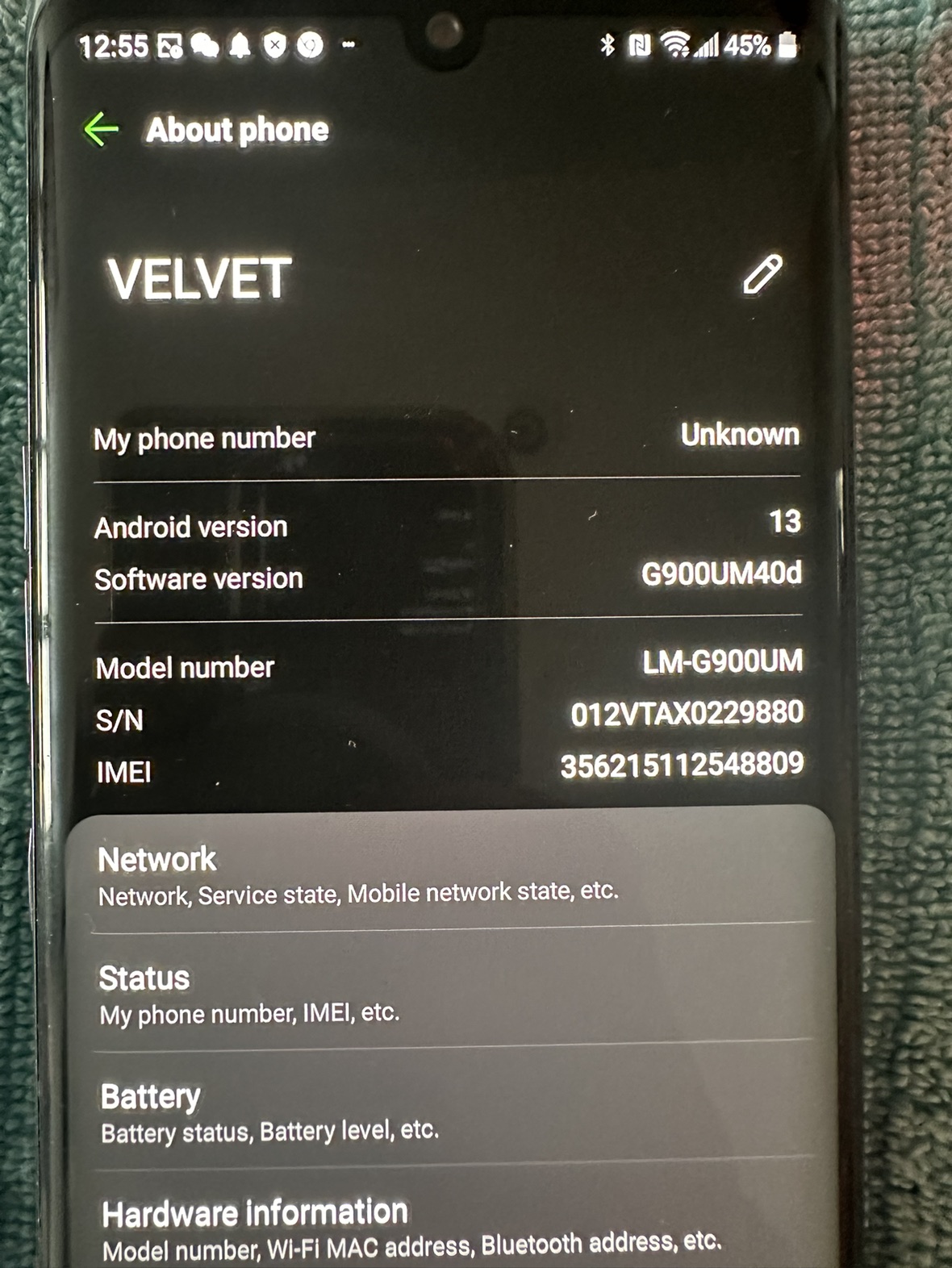 LG VELVET 128 gb - $170 obo