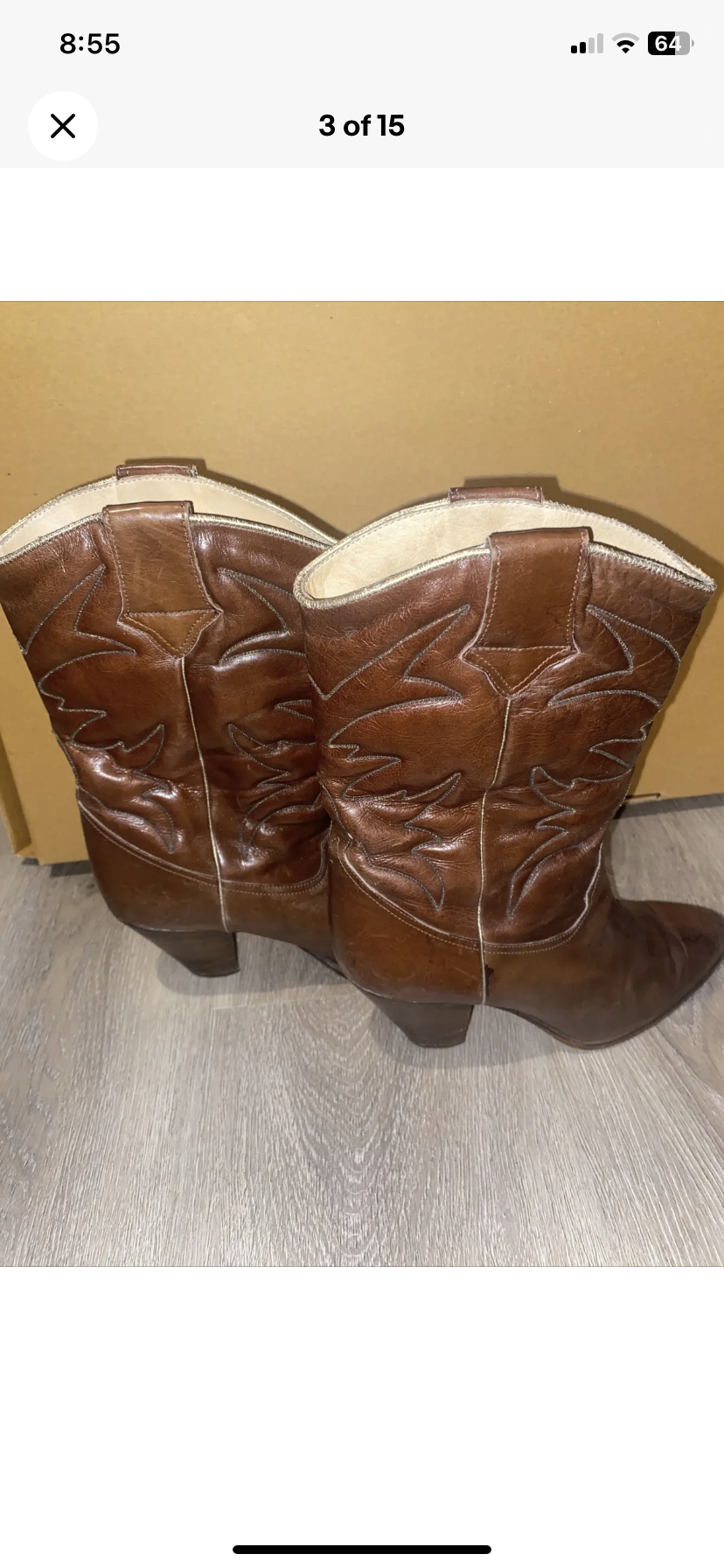 Sartore Western Boots Womens US 6 Brown Leather Cowboy Pull on - photo 3