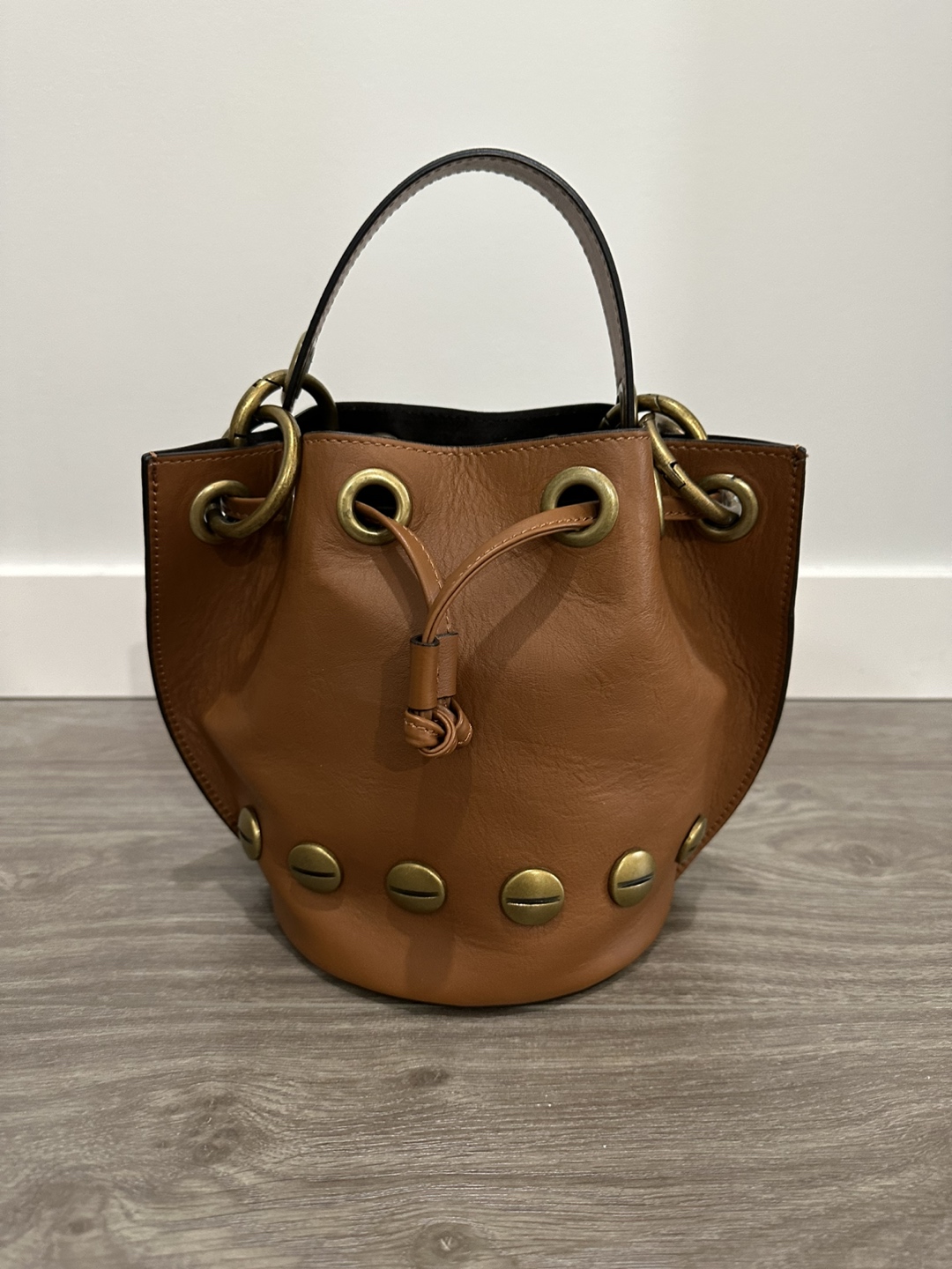 Valentina Fiore Genuine Leather Bucket Bag thumbnail