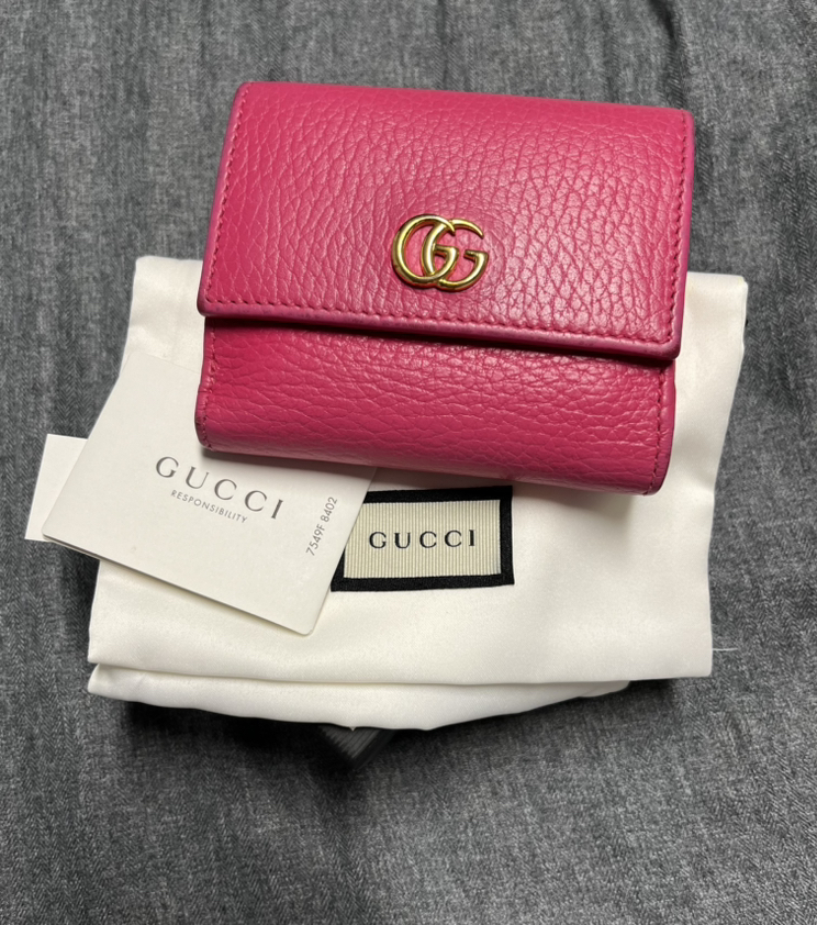 Gucci dollar calfskin gg compact wallet pink thumbnail