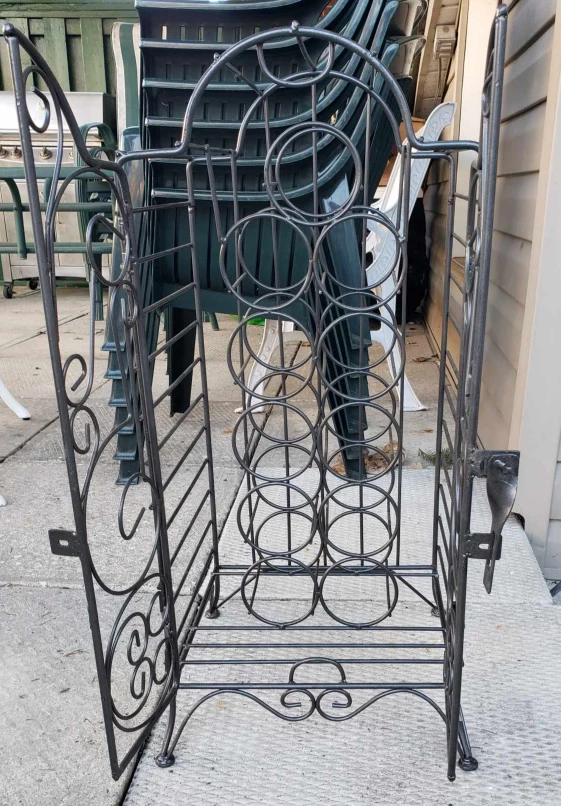 Metal wine rack.