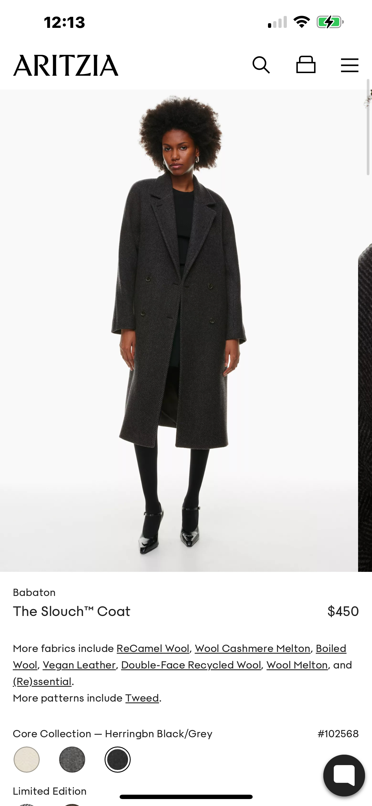 Aritizia wool slouch coat long - photo 3