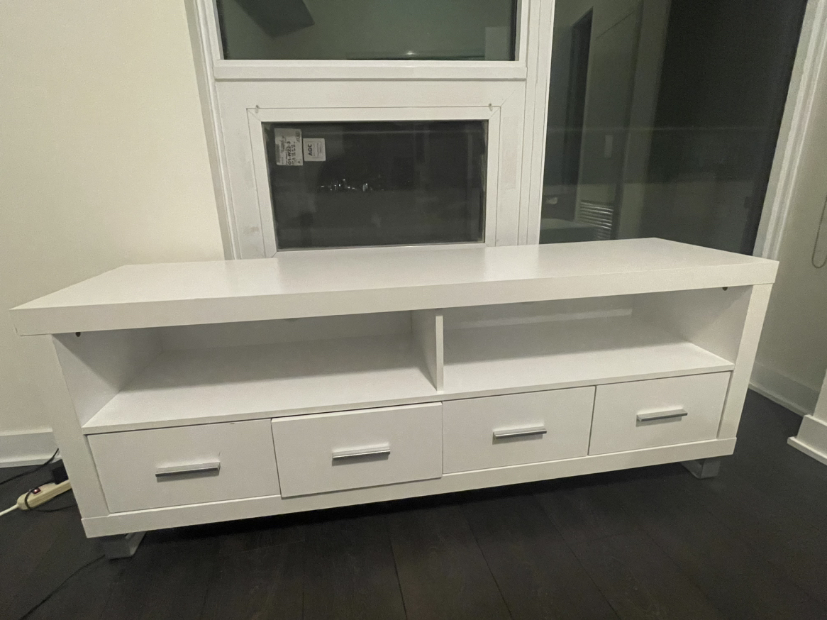 White TV stand (1 drawer broken) thumbnail