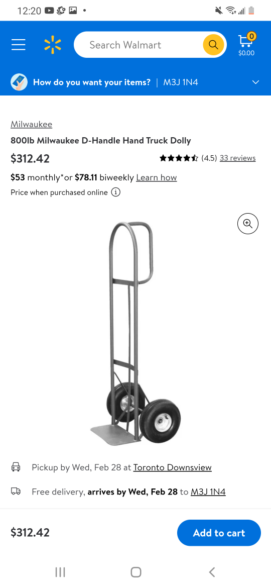 800lb Milwaukee D-Handle Hand Truck Dolly - photo 4