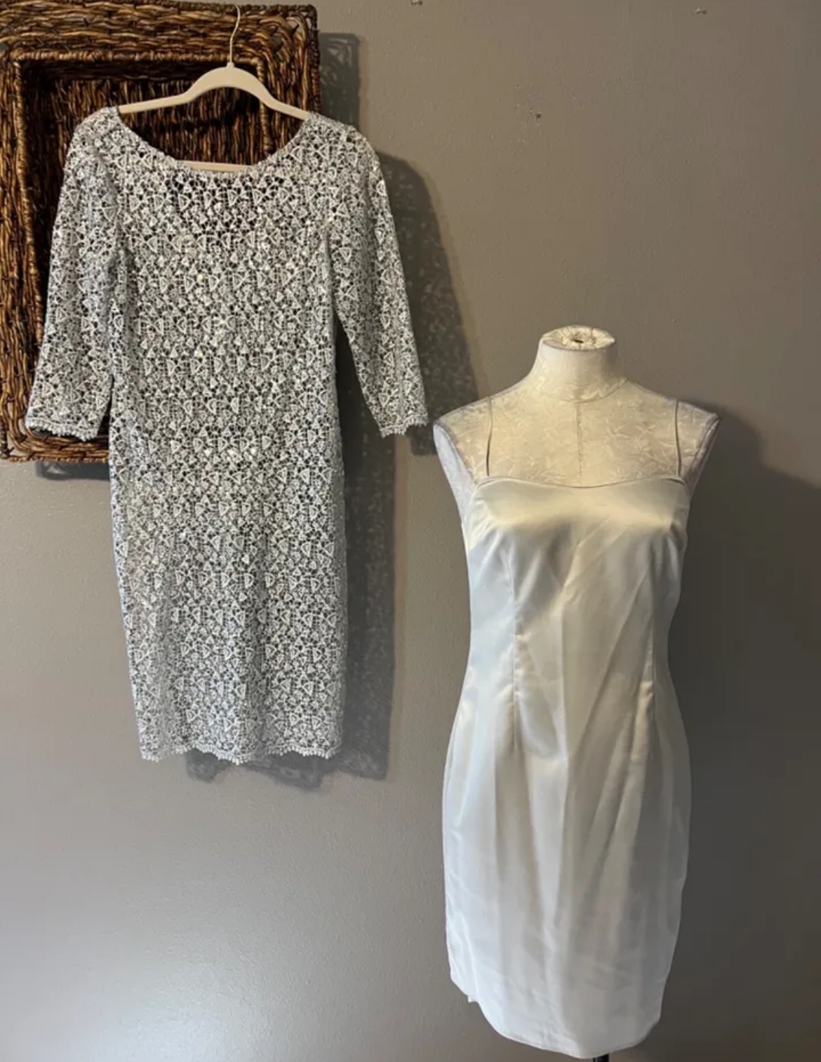 Kay Unger Dress Silver Sequin Crochet Size 10 - photo 5
