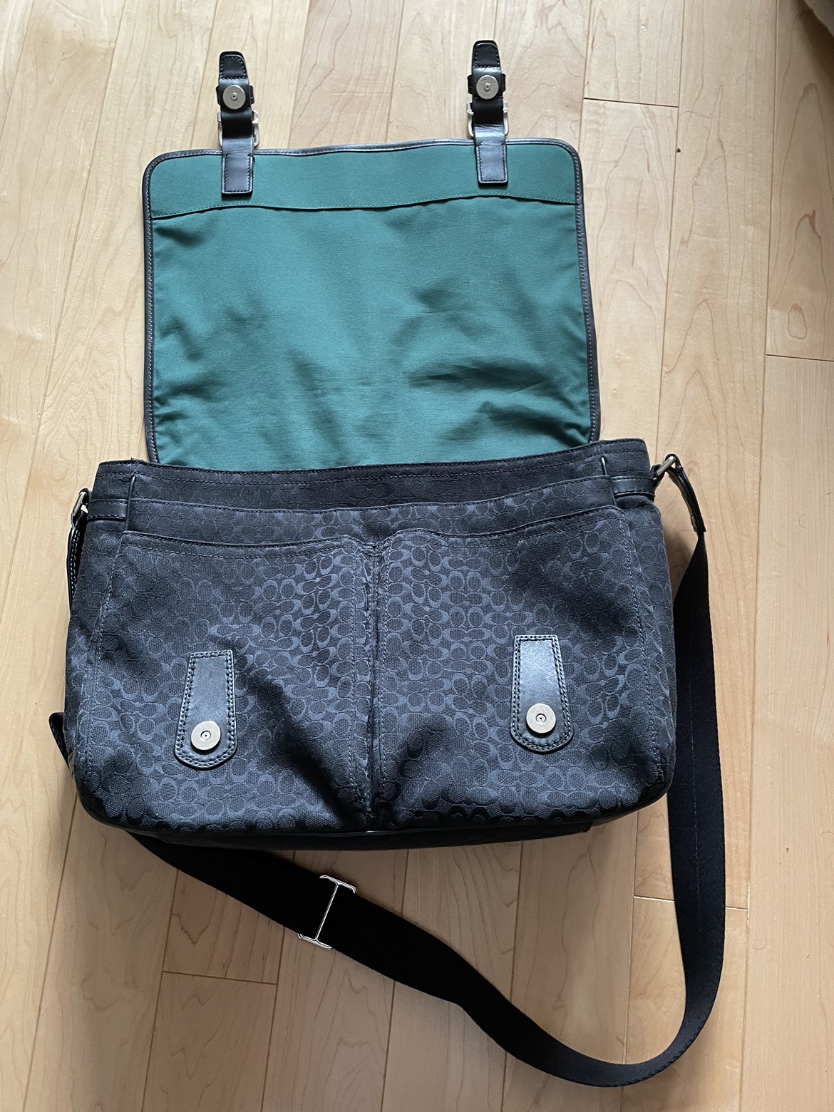 Coach black briefcase laptop bag / messenger bag image indicator(4)