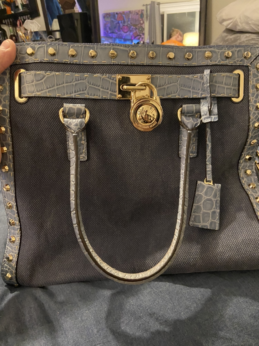 Michael Kors Hamilton Large Blue Denim Tote thumbnail