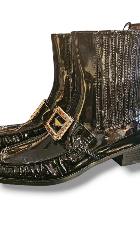 patent leather ankle boots