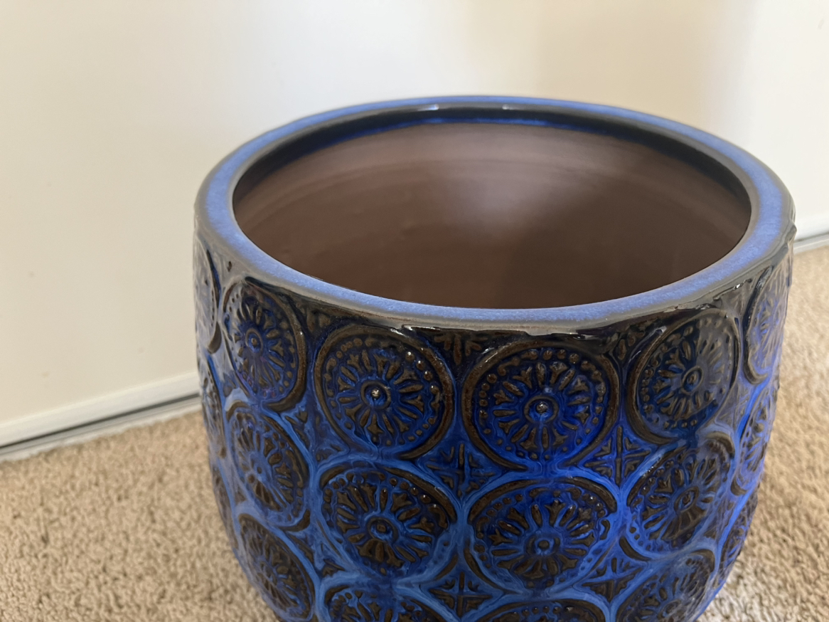 Blue ceramic decorative pot 8” inside or outside - photo 2