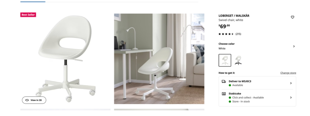 LOBERGET / MALSKÄR Swivel chair, white