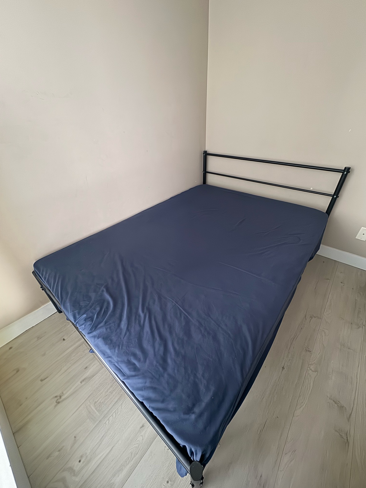 Queen size metal bed frame and mattress