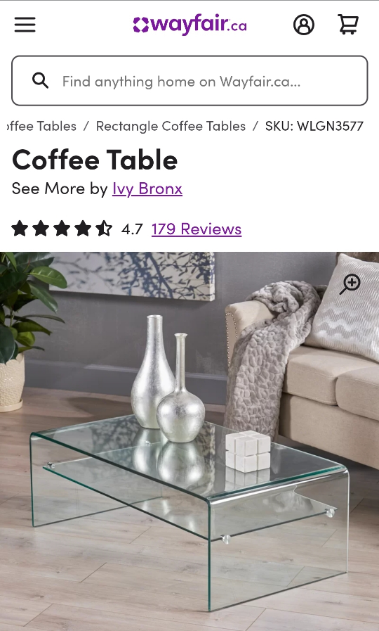 Wayfair Ivy Bronx Tempered Glass Coffee Table - photo 4