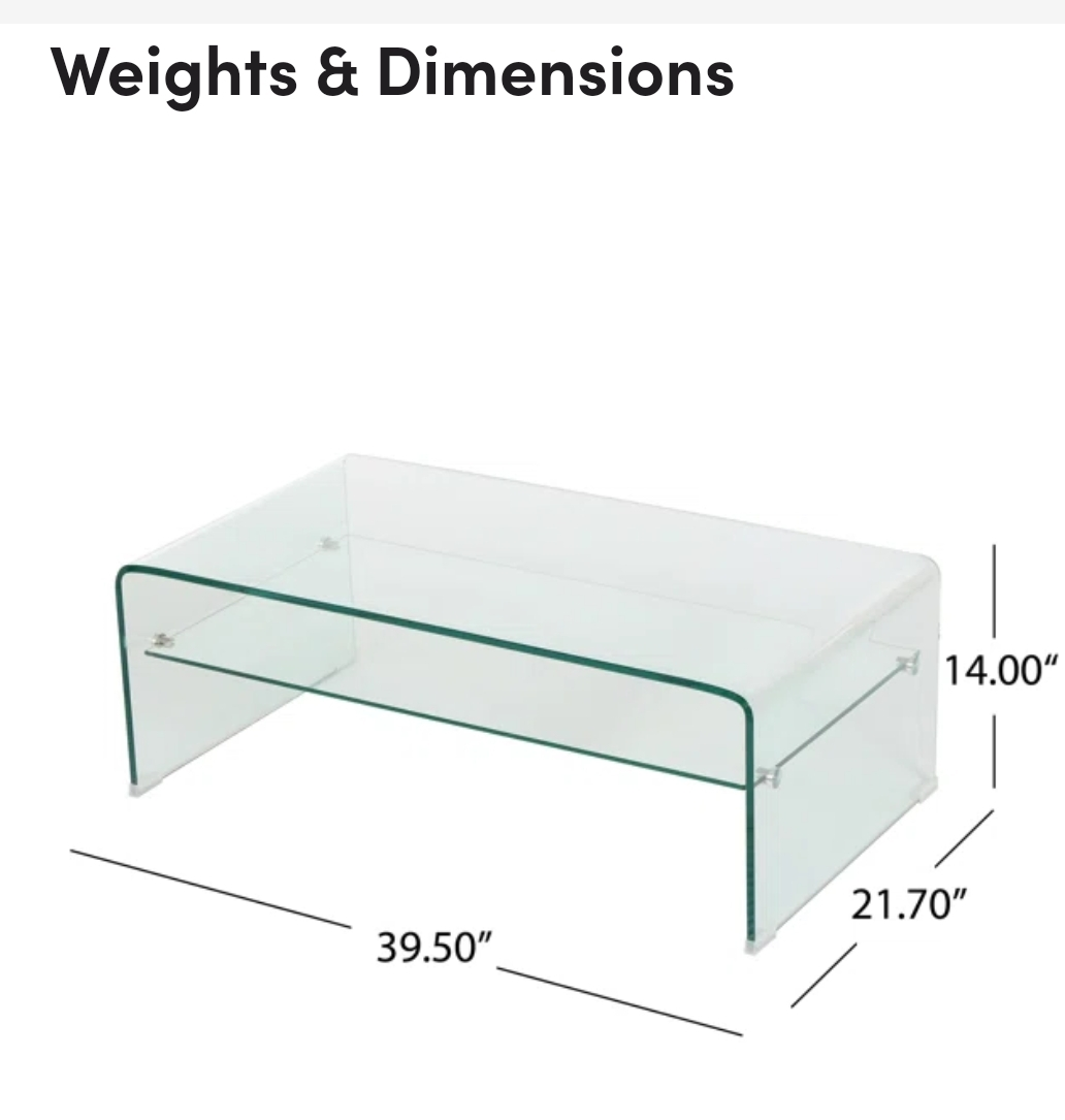 Wayfair Ivy Bronx Tempered Glass Coffee Table - photo 5