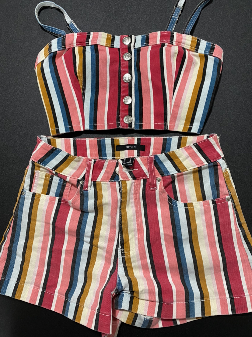 Summer outfit . Top/corset + shorts . Denim. M