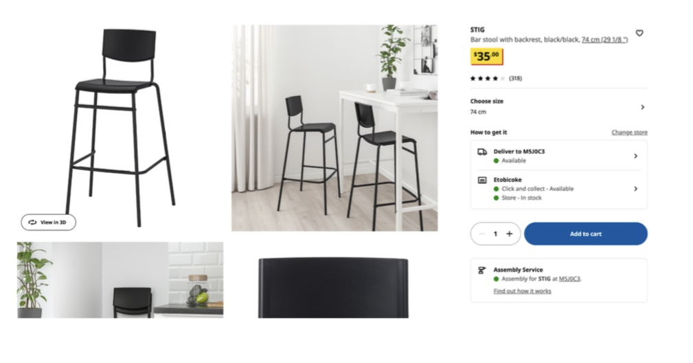 Two Bar stool with backrest