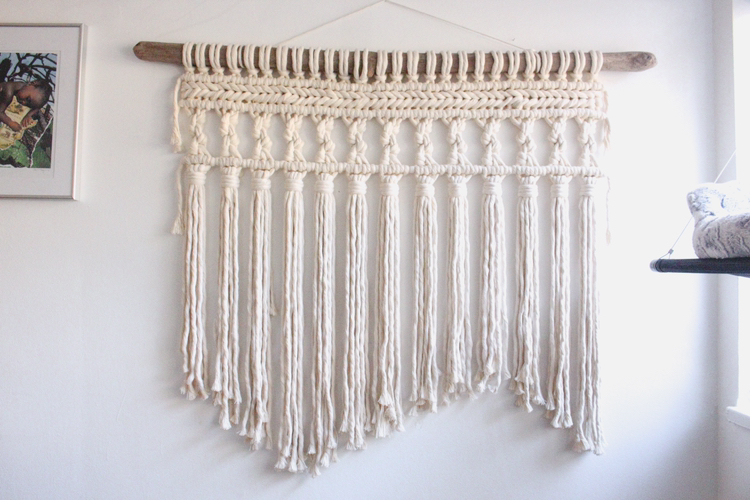 Extra large macrame wallhanging on driftwood