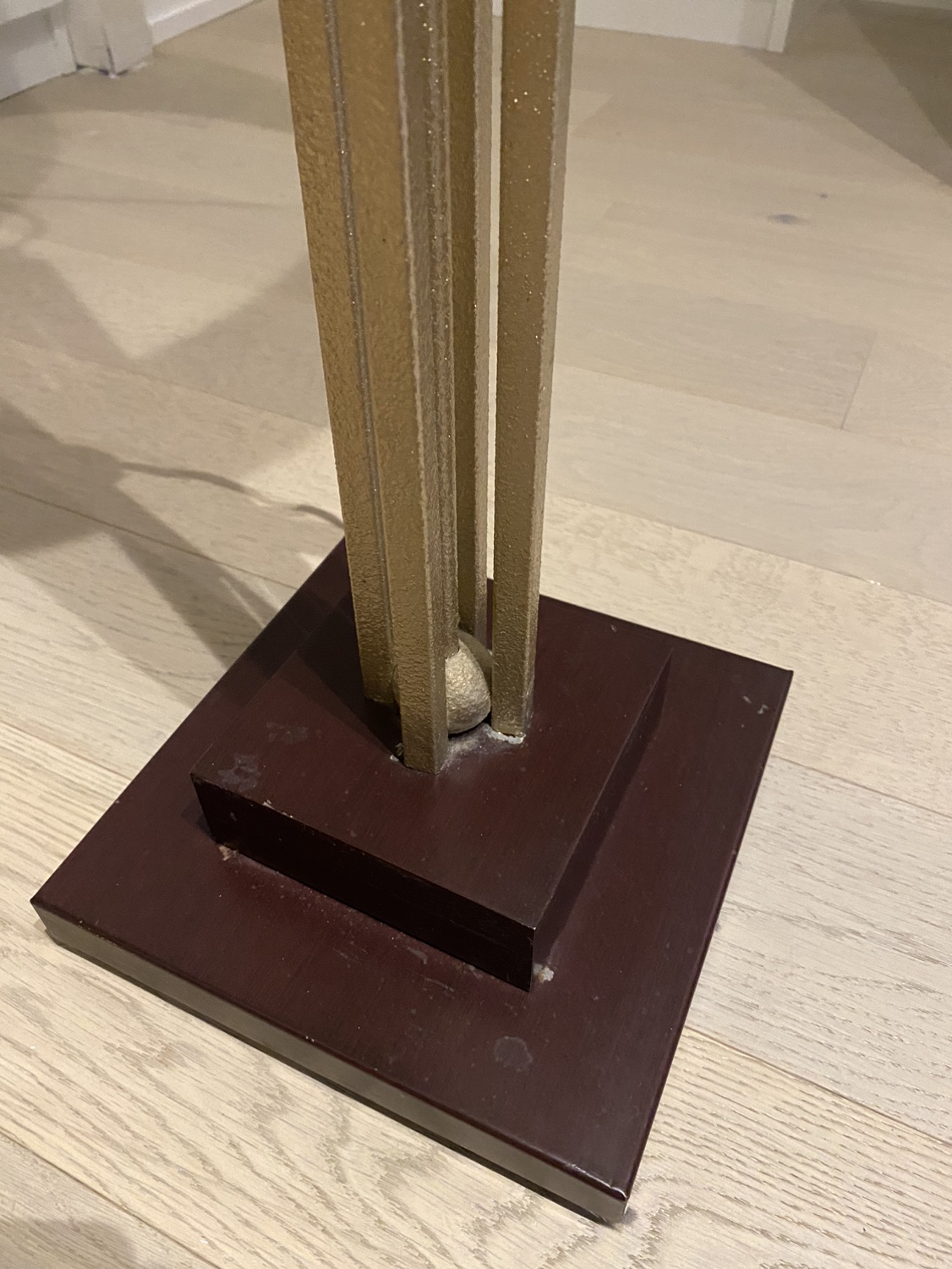 Brass Floor Lamp with Beige Cylinder Shade - photo 3