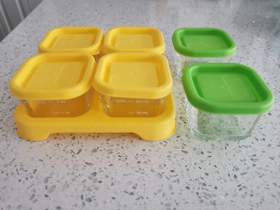 6 Baby Food Puree Glass Blocks Storage Containers thumbnail