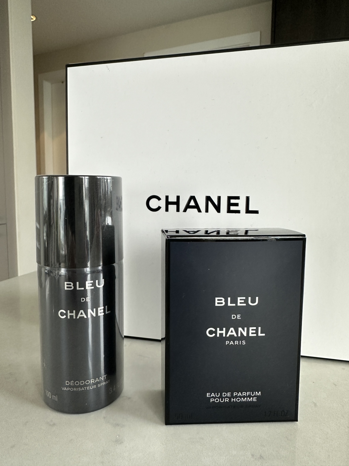 Men’s Chanel Bleu cologne and deodorant set