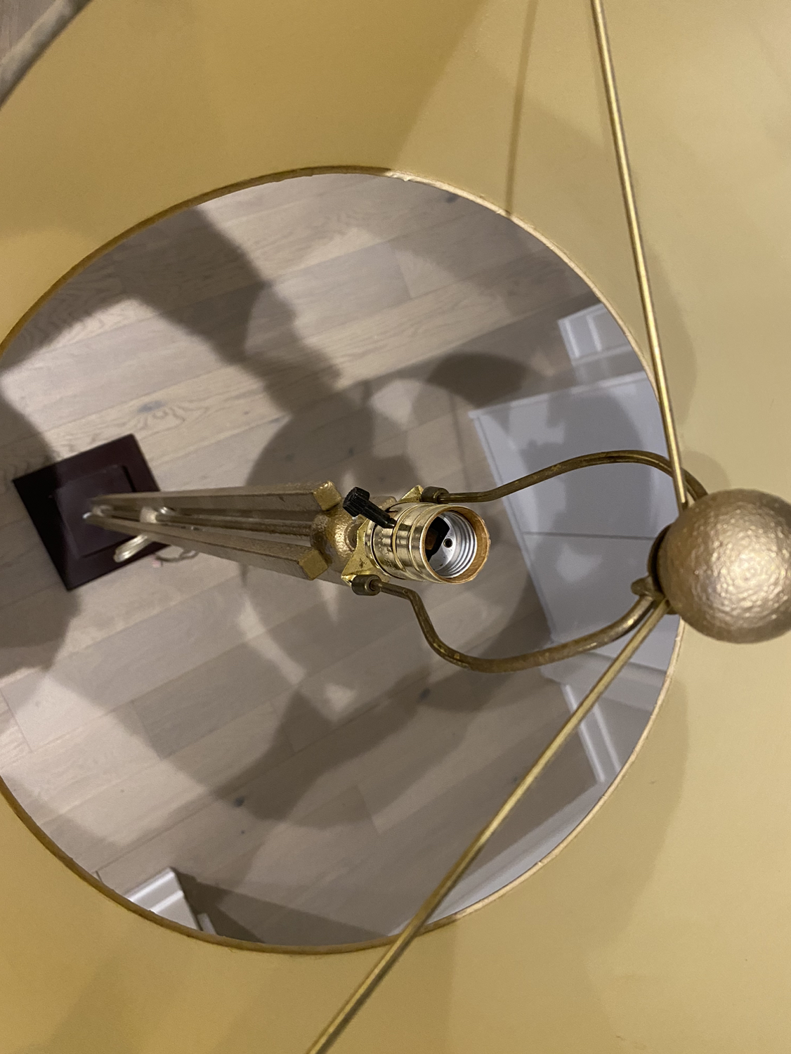 Brass Floor Lamp with Beige Cylinder Shade - photo 4