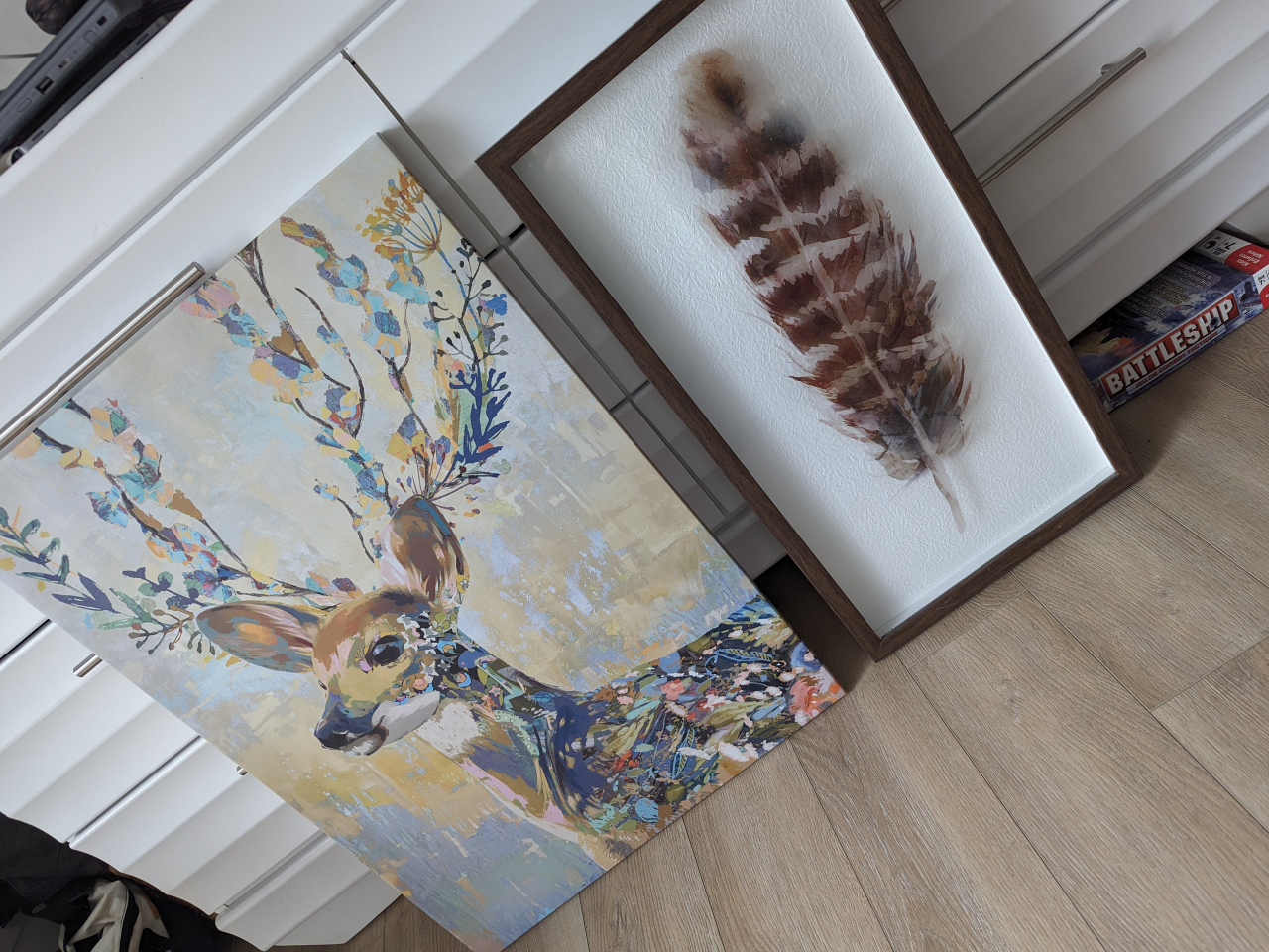 two print paintings one on glass the other Ikea canvas thumbnail