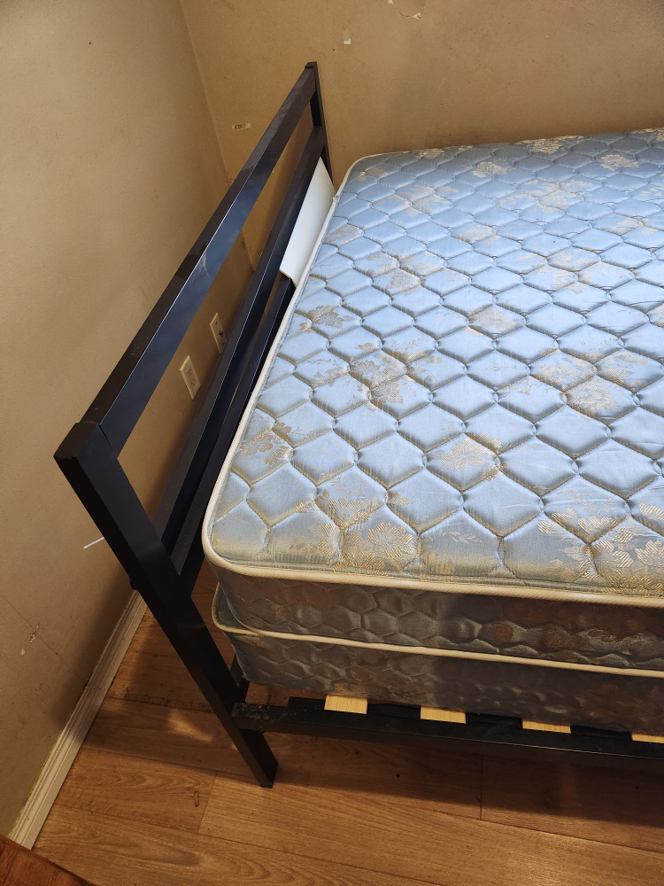 queen size bed, matrees frame and boxspring