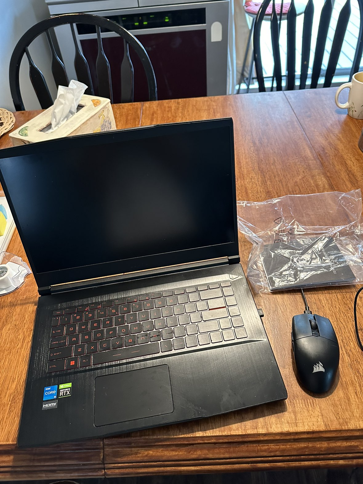 Gaming laptop and a mouse