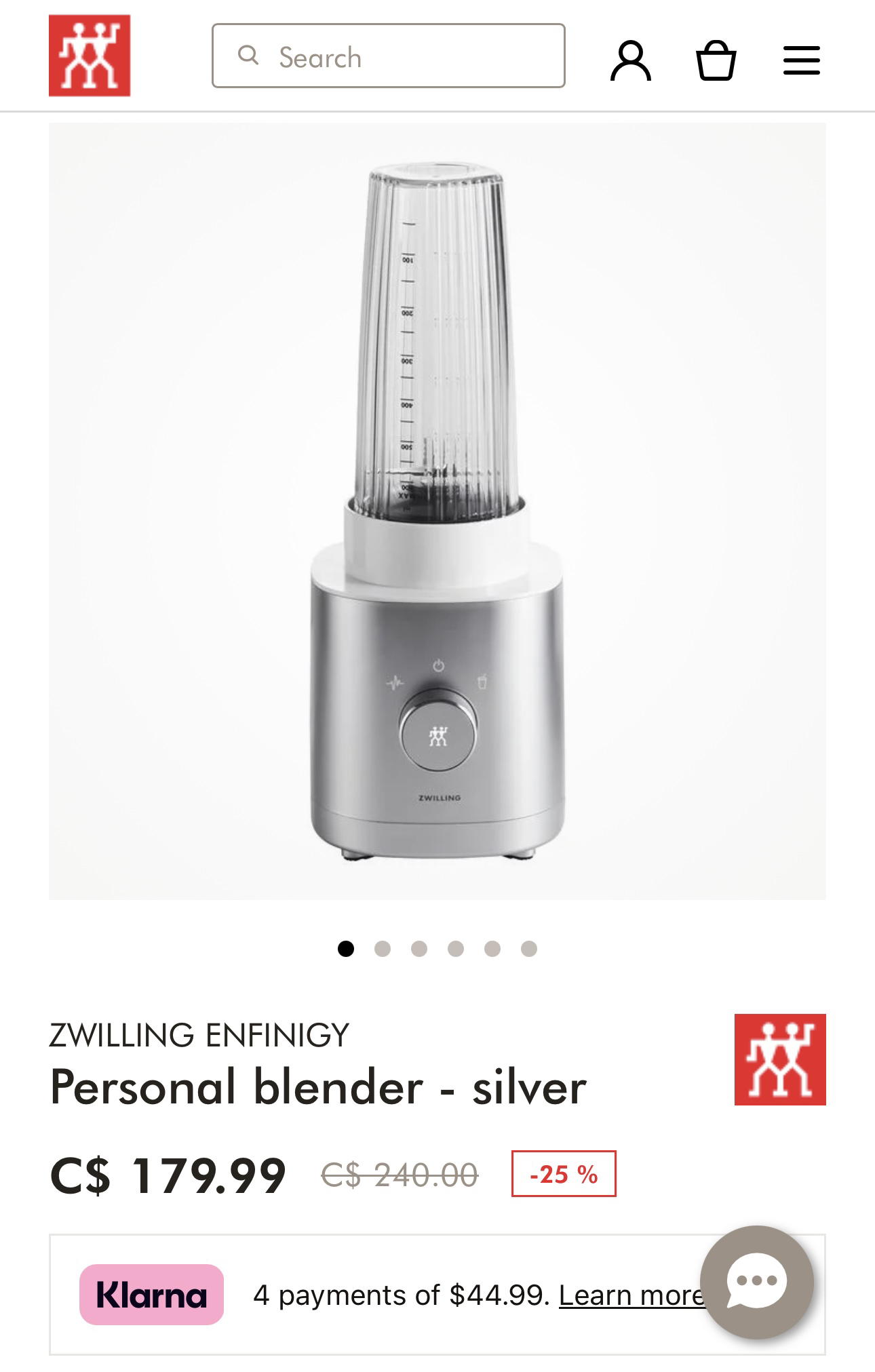 Zwilling Enfinigy Personal Blender - Silver thumbnail