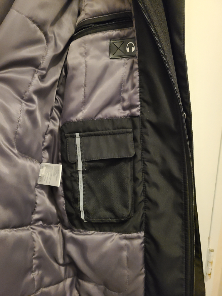 New Black Calvin Klein long coat water repellant removable hood image indicator(8)