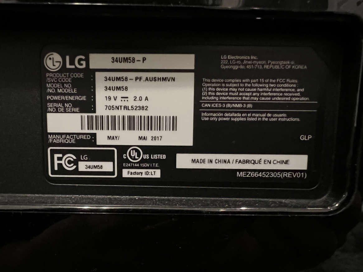 LG Ultrawide 34” Monitor - photo 2