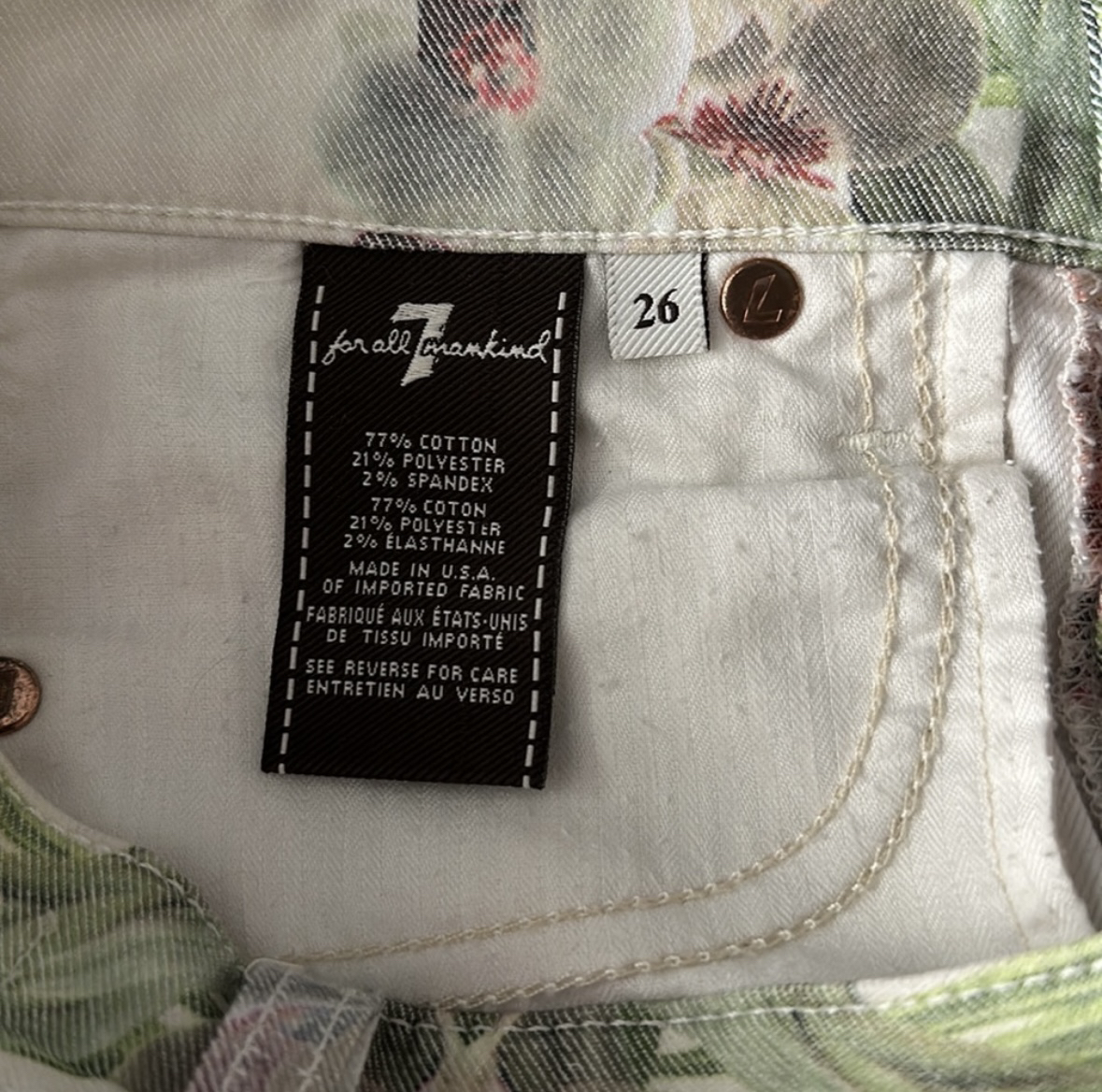 7 For All Mankind Floral jeans size 26 - photo 3