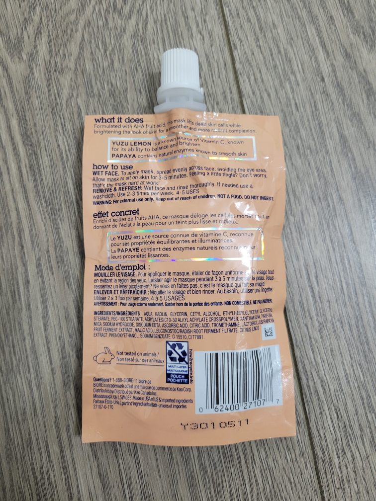 🏈 Brand New Bioré Biore Yuzu Lemon Papaya Brightening Clay Mask - photo 2